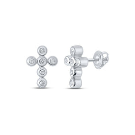 Splendid Jewellery 10kt White Gold Diamond Cross Earrings Top view from the 10Kt White Gold Womens Round Diamond Cross Earrings 1 10 Cttwpin214017 collection by Splendid Jewellery