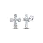 10kt Sparkling Diamond Cross Earrings in White Gold - Symbolic Elegance at Its Finest Top view from the 10Kt White Gold Womens Round Diamond Cross Earrings 1 8 Cttwpin214086 collection by Splendid Jewellery