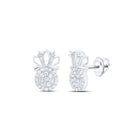 Regal Radiance: 10kt White Gold Womens Round Diamond Crown Earrings 1/5 Cttw Top view from the 10Kt White Gold Womens Round Diamond Crown Earrings 1 5 Cttwpin230080 collection by Splendid Jewellery