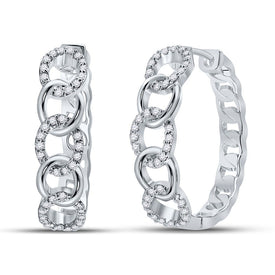 Splendid Jewellery 10kt White Gold Diamond Cuban Curb Link Hoop Earrings Top view from the 10Kt White Gold Womens Round Diamond Cuban Curb Link Hoop Earrings 1 5 Cttwpin284461 collection by Splendid Jewellery