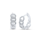 10kt White Gold Diamond Cuban Link Hoop Earrings: Sparkling Sophistication Top view from the 10Kt White Gold Womens Round Diamond Cuban Link Hoop Earrings 1 4 Cttwpin286517 collection by Splendid Jewellery