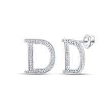 Load image into Gallery viewer, Dazzling Diamond Initial Earrings in 10kt White Gold Top view from the 10Kt White Gold Womens Round Diamond D Initial Letter Earrings 1 6 Cttwpin217631 collection by Splendid Jewellery
