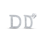 Dazzling Diamond Initial Earrings in 10kt White Gold Top view from the 10Kt White Gold Womens Round Diamond D Initial Letter Earrings 1 6 Cttwpin217631 collection by Splendid Jewellery