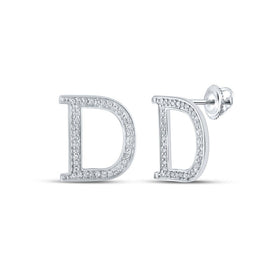Dazzling Diamond Initial Earrings in 10kt White Gold Top view from the 10Kt White Gold Womens Round Diamond D Initial Letter Earrings 1 6 Cttwpin217631 collection by Splendid Jewellery