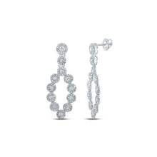 Load image into Gallery viewer, 10kt White Gold Diamond Cascade Earrings: A Dazzling Symphony of Elegance Top view from the 10Kt White Gold Womens Round Diamond Dangle Earrings 1 1 4 Cttwpin281702 collection by Splendid Jewellery