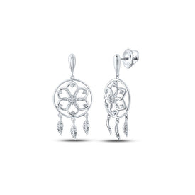 10kt White Gold Diamond Dream Catcher Dangle Earrings Top view from the 10Kt White Gold Womens Round Diamond Dream Catcher Dangle Earrings 1 10 Cttwpin214165 collection by Splendid Jewellery