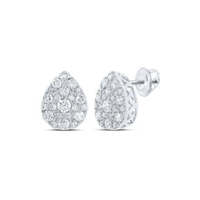 Load image into Gallery viewer, Dazzling Brilliance: 10kt White Gold Diamond Cluster Drop Earrings Top view from the 10Kt White Gold Womens Round Diamond Drop Cluster Earrings 1 Cttwpin213589 collection by Splendid Jewellery