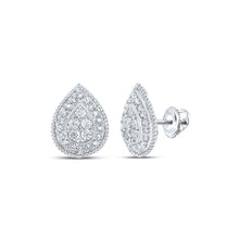 Load image into Gallery viewer, 10kt White Gold Diamond Cascade Earrings Top view from the 10Kt White Gold Womens Round Diamond Drop Cluster Earrings 1 2 Cttwpin213513 collection by Splendid Jewellery