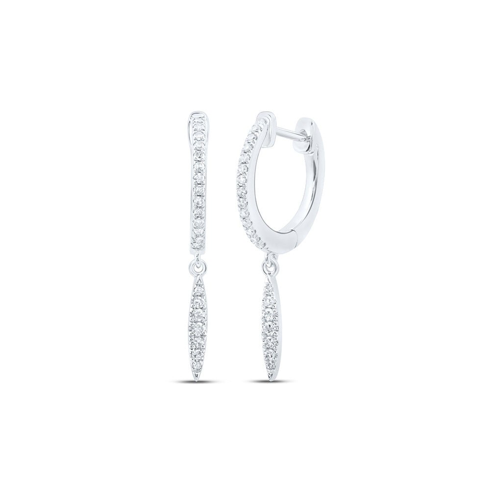 Earrings | 10kt White Gold Womens Round Diamond Drop Dangle Earrings 1/6 Cttw | Splendid Jewellery GND