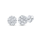 Splendid Jewellery 10kt White Gold Floral Diamond Cluster Earrings Top view from the 10Kt White Gold Womens Round Diamond Flower Cluster Earrings 1 Cttwpin212545 collection by Splendid Jewellery