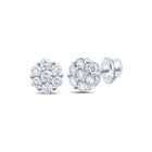 Sparkling Floral Diamond Cluster Earrings in 10kt White Gold Top view from the 10Kt White Gold Womens Round Diamond Flower Cluster Earrings 1 Cttwpin212568 collection by Splendid Jewellery