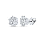 Dazzling Blooming Diamond Cluster Earrings Top view from the 10Kt White Gold Womens Round Diamond Flower Cluster Earrings 1 Cttwpin289373 collection by Splendid Jewellery