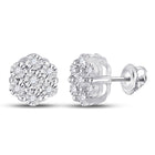 Diamond Blossom Cluster Earrings Top view from the 10Kt White Gold Womens Round Diamond Flower Cluster Earrings 1 10 Cttwpin48623 collection by Splendid Jewellery