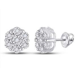 Diamond Blossom Cluster Earrings Top view from the 10Kt White Gold Womens Round Diamond Flower Cluster Earrings 1 10 Cttwpin48623 collection by Splendid Jewellery