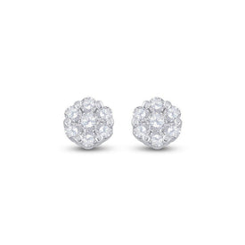 Radiant Blooms: 10kt White Gold Womens Round Diamond Flower Cluster Earrings 1/10 Cttw Side view from the 10Kt White Gold Womens Round Diamond Flower Cluster Earrings 1 10 Cttwpin282340 collection by Splendid Jewellery