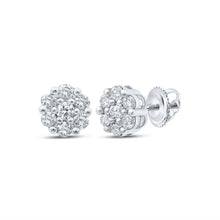 Load image into Gallery viewer, Dazzling Blossom Diamond Cluster Earrings Top view from the 10Kt White Gold Womens Round Diamond Flower Cluster Earrings 1 2 Cttwpin212565 collection by Splendid Jewellery