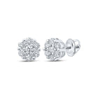 10kt White Gold Diamond Floral Cluster Earrings - A Dazzling Blossom of Brilliance Top view from the 10Kt White Gold Womens Round Diamond Flower Cluster Earrings 1 2 Cttwpin286685 collection by Splendid Jewellery