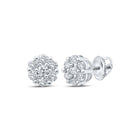 Radiant Blossom Diamond Cluster Earrings Top view from the 10Kt White Gold Womens Round Diamond Flower Cluster Earrings 1 2 Cttwpin232464 collection by Splendid Jewellery