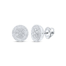 Load image into Gallery viewer, 10kt White Gold Floral Diamond Cluster Earrings - Sparkling Blossoms by Splendid Jewellery Top view from the 10Kt White Gold Womens Round Diamond Flower Cluster Earrings 1 4 Cttwpin213554 collection by Splendid Jewellery