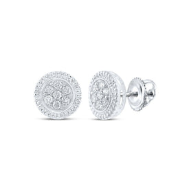 10kt White Gold Floral Diamond Cluster Earrings - Sparkling Blossoms by Splendid Jewellery Top view from the 10Kt White Gold Womens Round Diamond Flower Cluster Earrings 1 4 Cttwpin213554 collection by Splendid Jewellery