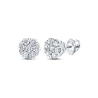 Dazzling Diamond Blossom Earrings - 10kt White Gold Flower Cluster Top view from the 10Kt White Gold Womens Round Diamond Flower Cluster Earrings 1 4 Cttwpin289322 collection by Splendid Jewellery