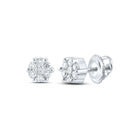Exquisite Blooming Brilliance Diamond Earrings Top view from the 10Kt White Gold Womens Round Diamond Flower Cluster Earrings 1 6 Cttwpin232379 collection by Splendid Jewellery