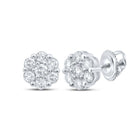 Floral Brilliance: 10kt White Gold Diamond Flower Cluster Earrings Top view from the 10Kt White Gold Womens Round Diamond Flower Cluster Earrings 3 4 Cttwpin232468 collection by Splendid Jewellery