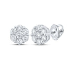 10kt White Gold Floral Brilliance Diamond Earrings Top view from the 10Kt White Gold Womens Round Diamond Flower Cluster Earrings 3 4 Cttwpin286610 collection by Splendid Jewellery