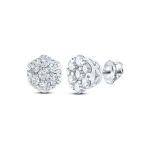 Load image into Gallery viewer, Enchanting Diamond Blossom Earrings Top view from the 10Kt White Gold Womens Round Diamond Flower Cluster Earrings 5 8 Cttwpin289375 collection by Splendid Jewellery