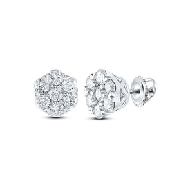 Enchanting Diamond Blossom Earrings Top view from the 10Kt White Gold Womens Round Diamond Flower Cluster Earrings 5 8 Cttwpin289375 collection by Splendid Jewellery