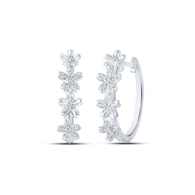 Floral Brilliance: 10kt White Gold Round Diamond Flower Hoop Earrings Top view from the 10Kt White Gold Womens Round Diamond Flower Hoop Earrings 1 8 Cttwpin215682 collection by Splendid Jewellery