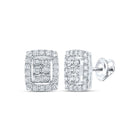 Sparkling Brilliance: 10kt White Gold Diamond Cluster Earrings Top view from the 10Kt White Gold Womens Round Diamond Frame Cluster Earrings 1 2 Cttwpin217240 collection by Splendid Jewellery