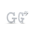 Glamorous G Initial Diamond Earrings Top view from the 10Kt White Gold Womens Round Diamond G Initial Letter Earrings 1 6 Cttwpin217698 collection by Splendid Jewellery