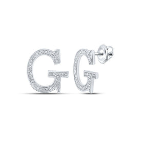 Glamorous G Initial Diamond Earrings Top view from the 10Kt White Gold Womens Round Diamond G Initial Letter Earrings 1 6 Cttwpin217698 collection by Splendid Jewellery