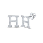 Sparkling Personalized 10kt White Gold Diamond Initial Earrings Top view from the 10Kt White Gold Womens Round Diamond H Initial Letter Earrings 1 5 Cttwpin217699 collection by Splendid Jewellery