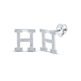 Sparkling Personalized 10kt White Gold Diamond Initial Earrings Top view from the 10Kt White Gold Womens Round Diamond H Initial Letter Earrings 1 5 Cttwpin217699 collection by Splendid Jewellery