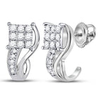 Dazzling 10kt White Gold Diamond Half J Hoop Earrings - A Touch of Glamour Top view from the 10Kt White Gold Womens Round Diamond Half J Hoop Earrings 3 8 Cttwpin279183 collection by Splendid Jewellery