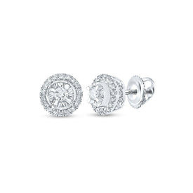 10kt White Gold Diamond Halo Earrings: Luxurious Sparkle and Elegance Top view from the 10Kt White Gold Womens Round Diamond Halo Earrings 1 4 Cttwpin289372 collection by Splendid Jewellery