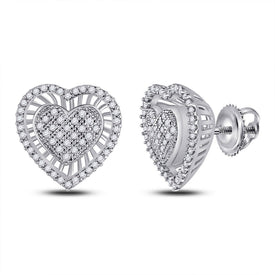 Radiant Love: 10kt White Gold Womens Round Diamond Heart Cluster Earrings 1/3 Cttw Top view from the 10Kt White Gold Womens Round Diamond Heart Cluster Earrings 1 3 Cttwpin14965 collection by Splendid Jewellery