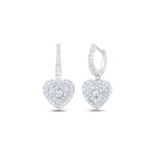 10kt White Gold Heart Shimmer Diamond Dangle Earrings Top view from the 10Kt White Gold Womens Round Diamond Heart Dangle Earrings 5 8 Cttwpin230700 collection by Splendid Jewellery