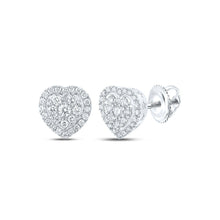 Load image into Gallery viewer, Heart&#39;s Desire: 10kt White Gold Womens Round Diamond Heart Earrings 1-1/2 Cttw Top view from the 10Kt White Gold Womens Round Diamond Heart Earrings 1 1 2 Cttwpin286270 collection by Splendid Jewellery