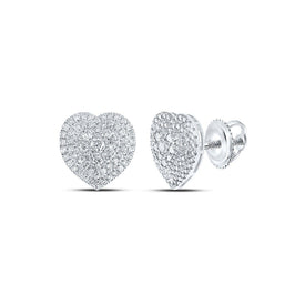 10kt White Gold Heart-Shaped Diamond Earrings: A Mesmerizing Symbol of Love and Brilliance Top view from the 10Kt White Gold Womens Round Diamond Heart Earrings 1 1 2 Cttwpin232215 collection by Splendid Jewellery