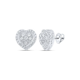 Romantic Radiance: 10kt White Gold Womens Round Diamond Heart Earrings 1-1/4 Cttw Top view from the 10Kt White Gold Womens Round Diamond Heart Earrings 1 1 4 Cttwpin232256 collection by Splendid Jewellery