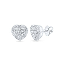 Load image into Gallery viewer, Sparkling Love: 10kt White Gold Diamond Heart Earrings Top view from the 10Kt White Gold Womens Round Diamond Heart Earrings 1 Cttwpin286229 collection by Splendid Jewellery