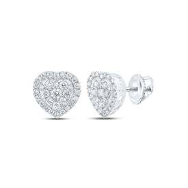 Sparkling Love: 10kt White Gold Diamond Heart Earrings Top view from the 10Kt White Gold Womens Round Diamond Heart Earrings 1 Cttwpin286229 collection by Splendid Jewellery