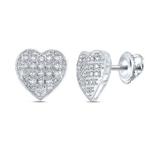 Load image into Gallery viewer, Romantic Heart Diamond Earrings - 10kt White Gold Women&#39;s Round 1/10 Cttw Top view from the 10Kt White Gold Womens Round Diamond Heart Earrings 1 10 Cttwpin222633 collection by Splendid Jewellery