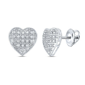 Romantic Heart Diamond Earrings - 10kt White Gold Women's Round 1/10 Cttw Top view from the 10Kt White Gold Womens Round Diamond Heart Earrings 1 10 Cttwpin222633 collection by Splendid Jewellery