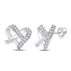Romantic Heart Sparkle Earrings in 10kt White Gold Top view from the 10Kt White Gold Womens Round Diamond Heart Earrings 1 10 Cttwpin228413 collection by Splendid Jewellery