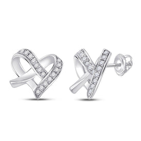 Romantic Heart Sparkle Earrings in 10kt White Gold Top view from the 10Kt White Gold Womens Round Diamond Heart Earrings 1 10 Cttwpin228413 collection by Splendid Jewellery
