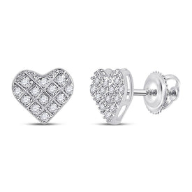 Heart's Desire: 10kt White Gold Womens Round Diamond Heart Earrings 1/10 Cttw Top view from the 10Kt White Gold Womens Round Diamond Heart Earrings 1 10 Cttwpin229989 collection by Splendid Jewellery